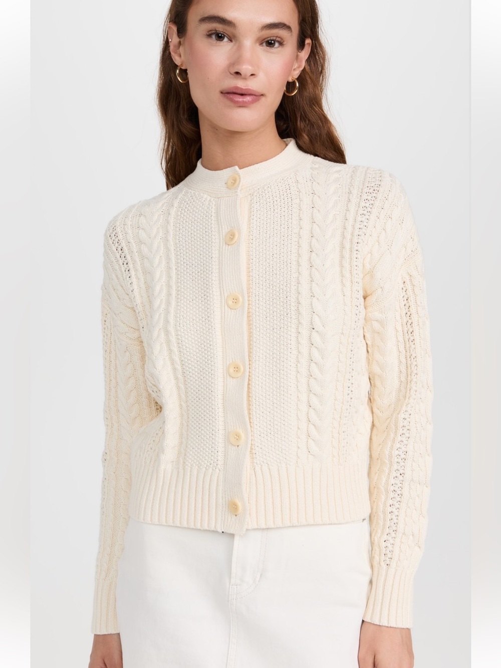 ALEX MILL CABLE KNIT NICO CHUNKY CARDIGAN IVORY SIZE SMALL - Picture 6 of 13